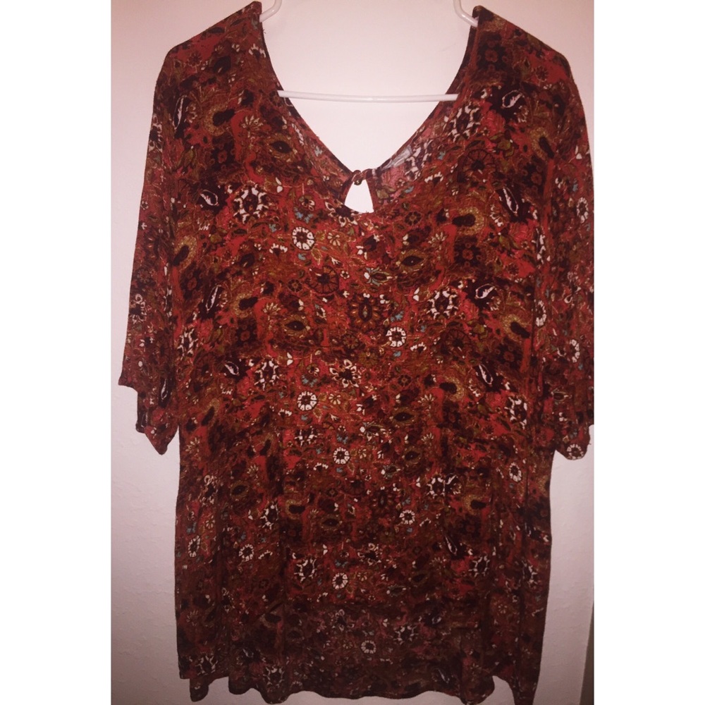 Long orange printed blouse